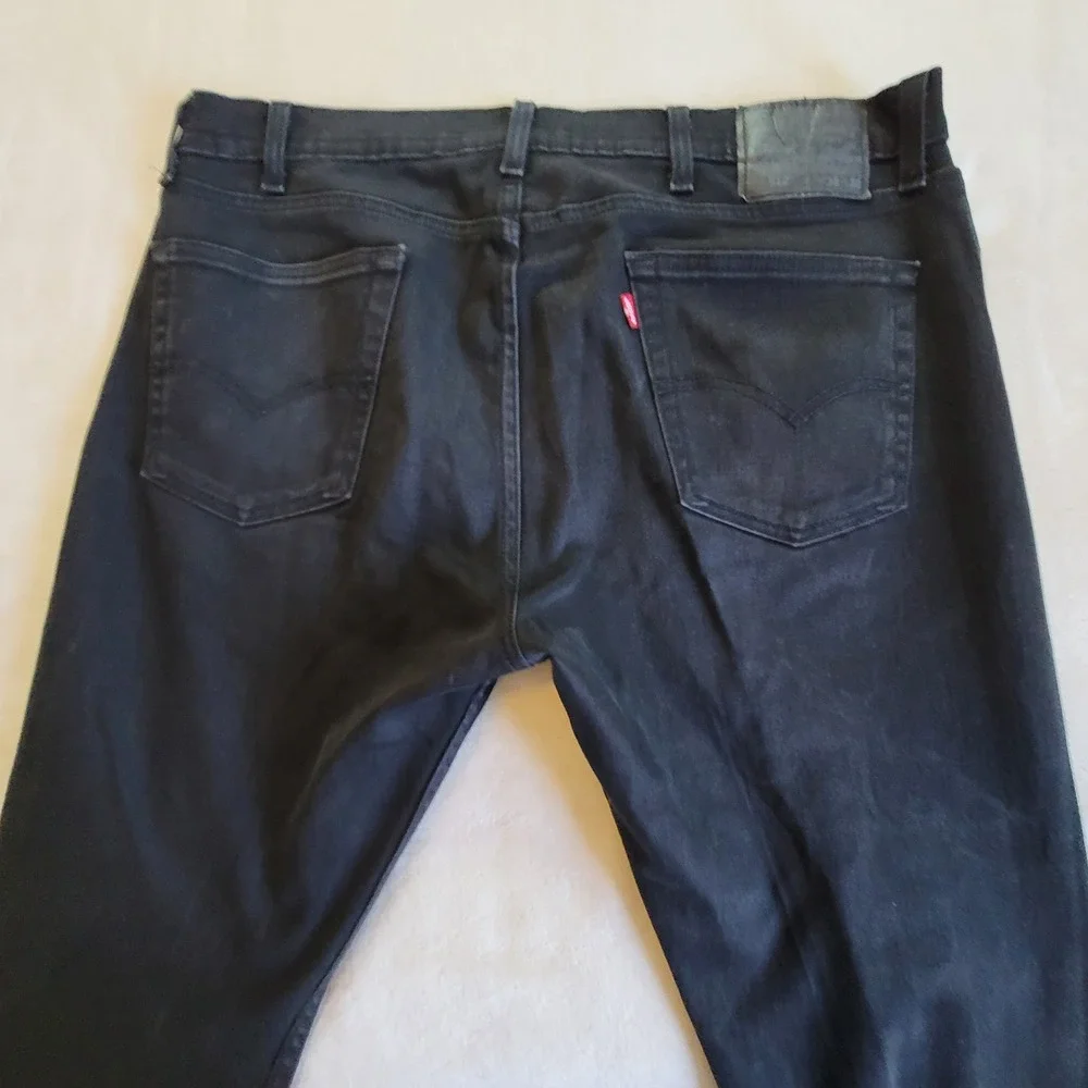 Levi's 512 Slim Taper Jeans Mens 38x30 Black Denim Waterless Tapered Leg Casual